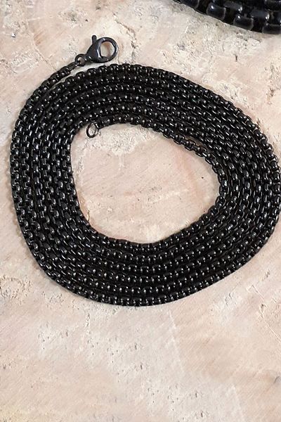 Chavin 75 cm Black Men's Steel Chain - 2 mm Df17