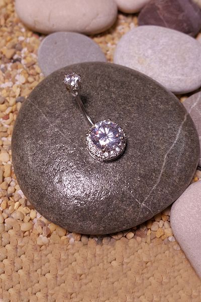 Chavin Large Size Double Stone Navel Piercing - Complete Stone Detailed, Da61