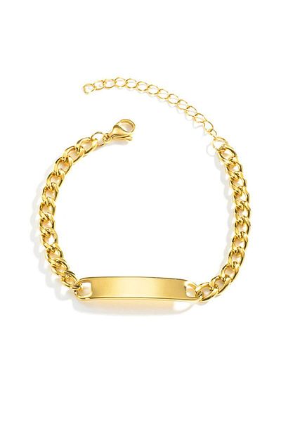 Chavin Men's Flat Chain Model Imprint Bracelet - Gold Steel Eu40Sr
