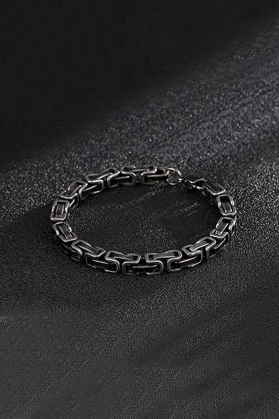 Chavin King Model 5 MmAntique Gray Steel Men's Bracelet Az68es