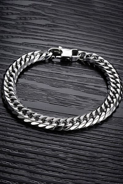 Chavin 8 Mm. 20 Cm. Gray Steel Men's Bracelet Dg35