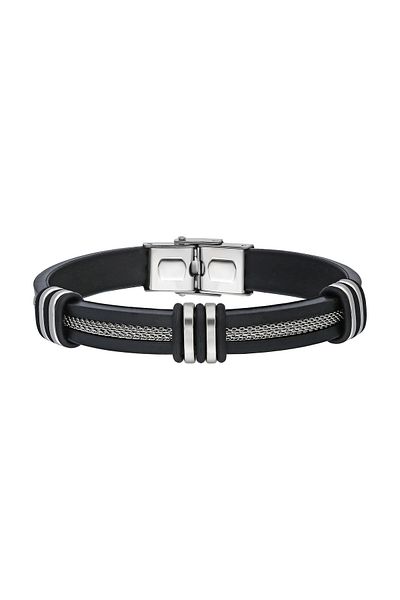 Chavin Black Rubber And Steel Men's Bracelet Ei42