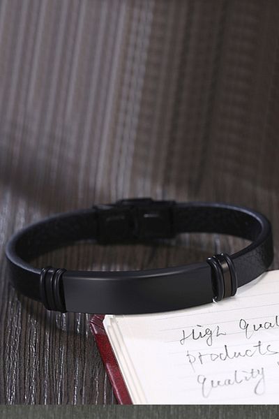 Chavin Black Rope CapLeather Steel Men's Bracelet Du06