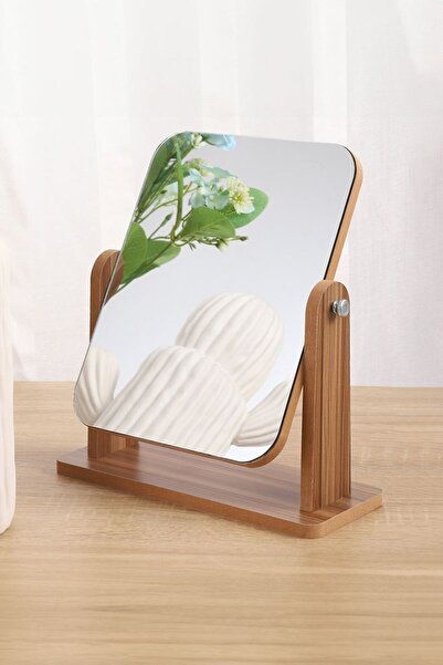 Chavin Masa Üstü 23 cm Ahşap Tek Taraflı Dikdörtgen 360° Dönen Masa Aynası ci...