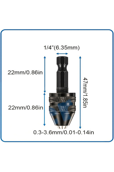 Choice 0.3-3.6 mm Keyless Drill Chuck, 1/4, 1/8, 1/16 Inch Hex and Round Shan...