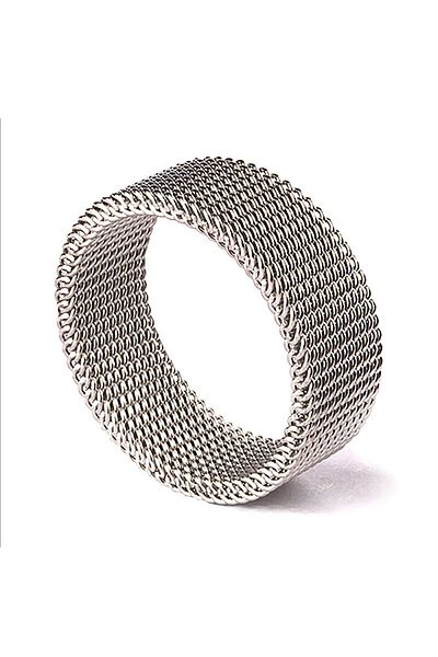 Chavin Men's Stretchy Gray Steel Mesh Ring N48