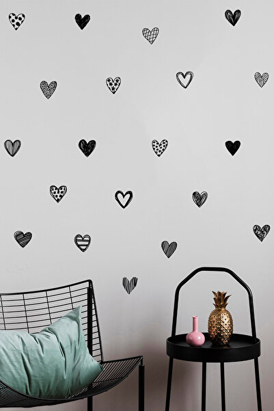 NeoPrint Siyah Kalpler 102 Adet Duvar Sticker - El Çizimi Dekoratif Etiketler...