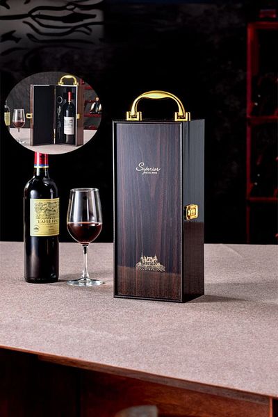 Falconetti Wooden Brown Wine Box - Corkscrew Opener Wine Rack Set Cin357khv