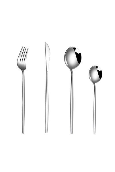 Chavin 24 Piece Gray Dinner Spoon and Knife Set - 410 Steel cin518by