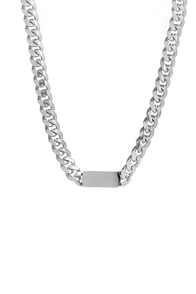 Chavin Gray Shiny Chain Plate Model Women's Necklace Eu60