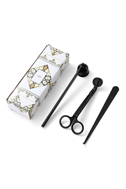 Chavin Paslanmaz Çelik 3 Parça Siyah Saplı Mum Söndürücü Mum Makası Cımbızı cin819sy