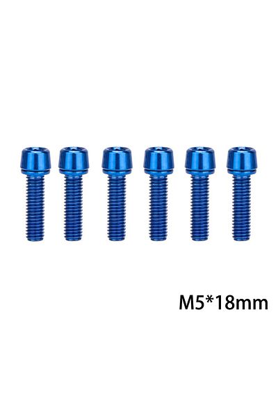 ZTTO M5x18 Blue ZTTO 6pcs Bicycle Stem Bolt M5x18mm Steel Hexagon Screw MTB Road Bike Handlebar Stems Bol