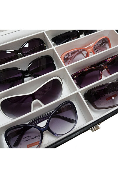 Chavin 8-Piece Black Leather Wooden Glasses Box St8-5