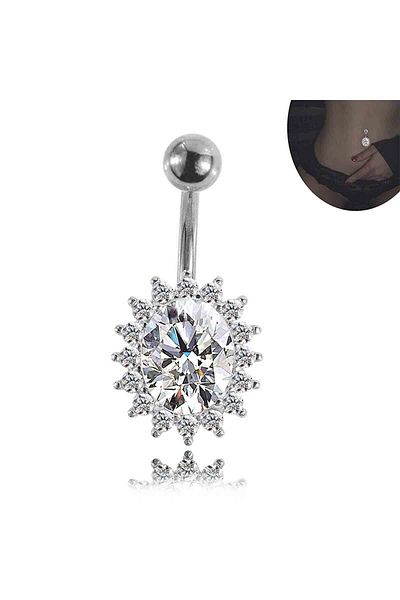 Chavin Full Rhinestone Flower Belly Piercing Et13
