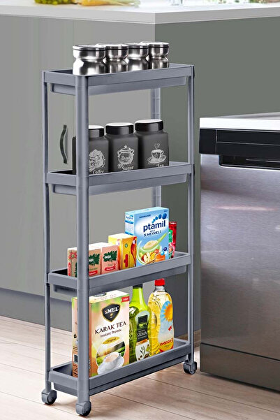 coverest Slim 4 Katlı Tekerlekli Mutfak Ve Banyo Rafı - Dar Alan Baharatlık Havluluk Düzenleyici Organizer