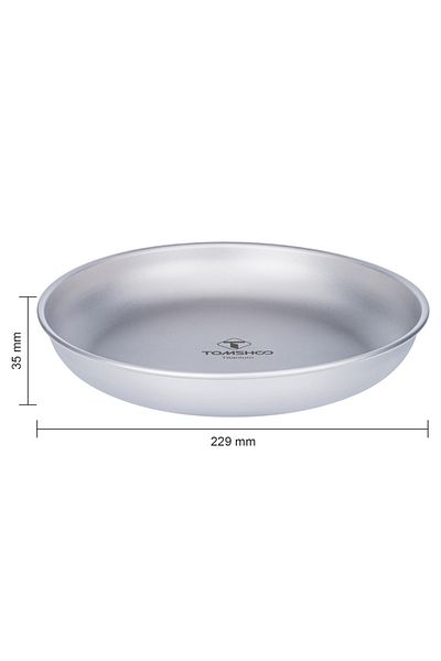 TOMSHOO 9 inch Tomshoo Titanium Round Camping Plate Outdoor Ultralight Portable Tableware Cookware Backpacki
