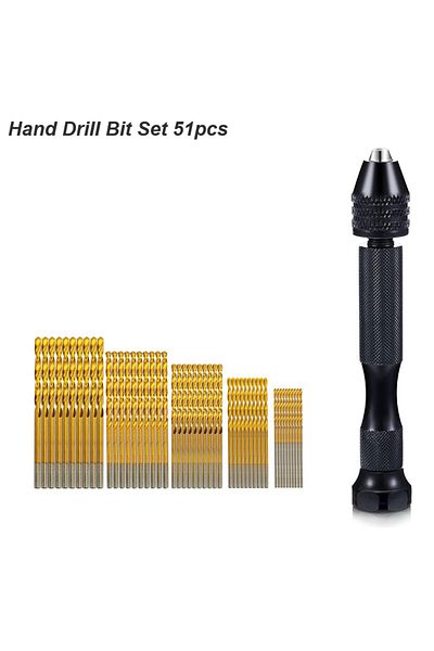 Choice Hand Drill Set 51pc Micro Mini Pin Vise Hand Drill Twist Bit PCB Set Rotary Tool For DIY Craft Carvi