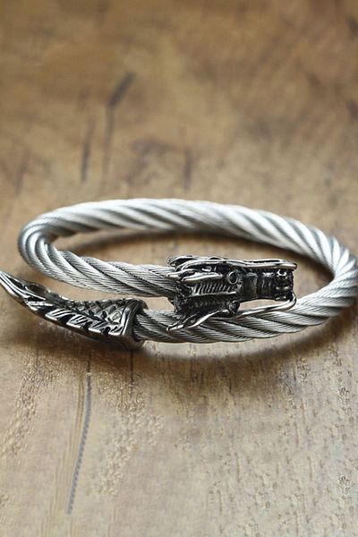 Chavin Dragon Design Auger Steel Men's Bracelet ds80by