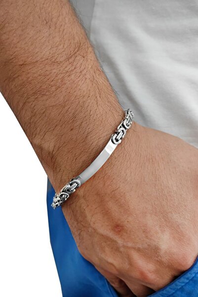 Chavin King Model 6 Mm. Gray Steel Imprint Men's Bracelet Et98By