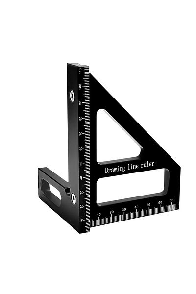 FNICEL Black Woodworking Ruler Square Layout Miter Triangle Ruler 45 Degree 90 Degree Metric Gauge M