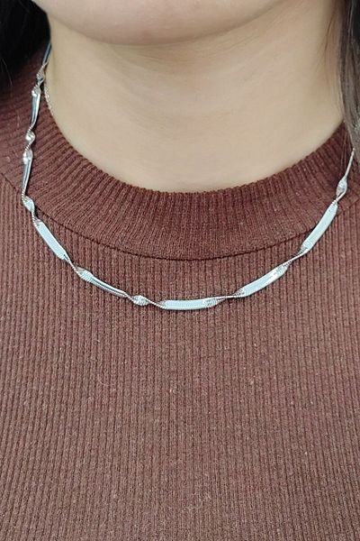 Chavin Gray 3 mm Twist Snake Tread Model Steel Women's Chain Necklace Eu65By