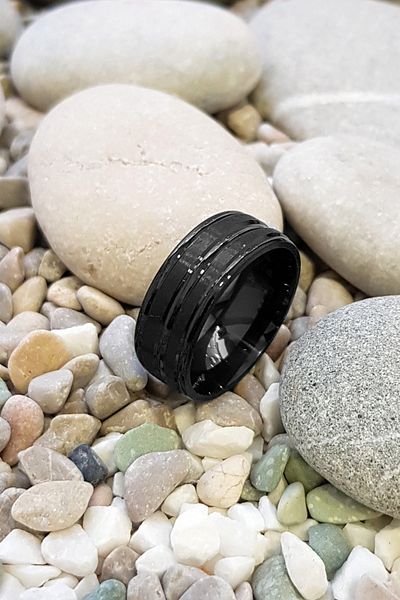 Chavin Promise Engagement Black Rope Plated Men's Steel Ring Ec42sy