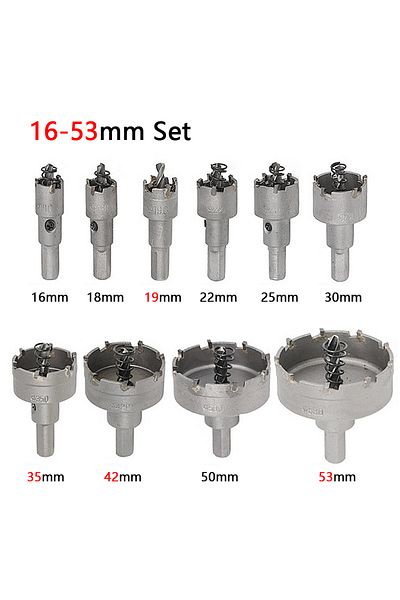 Choice 16-53mm 10PCS 10Pcs16-53mm Alloy Hole Saw Set Carbide Tip TCT Metal Cutter Core Drill Bit Kits for S