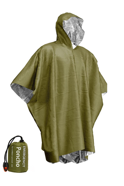 Choice معطف مطر مقاوم للماء من Green X 1 للطوارئ، مصنوع من غلاف ألومنيوم، بون...