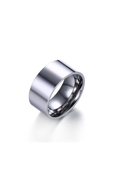 Chavin 10mm. Wide Glossy Gray Men's Steel Wedding Ring Ring Dt01