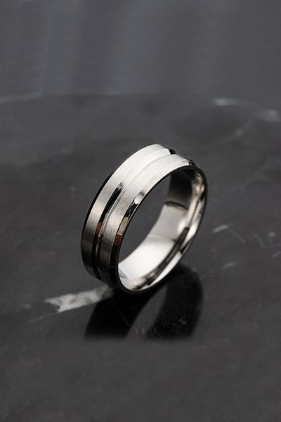 Chavin Matte Gray Men's Steel Wedding Ring Dp50by