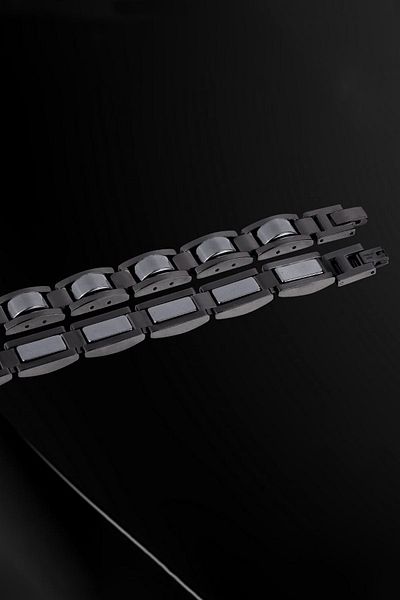 Chavin Shiny Black 12 Mm Steel Men's Bracelet - Ev14sy
