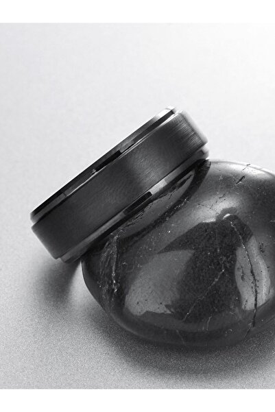 Chavin Mat Siyah Fırçalanmış Erkek Kadın Tungsten Yüzük dm75