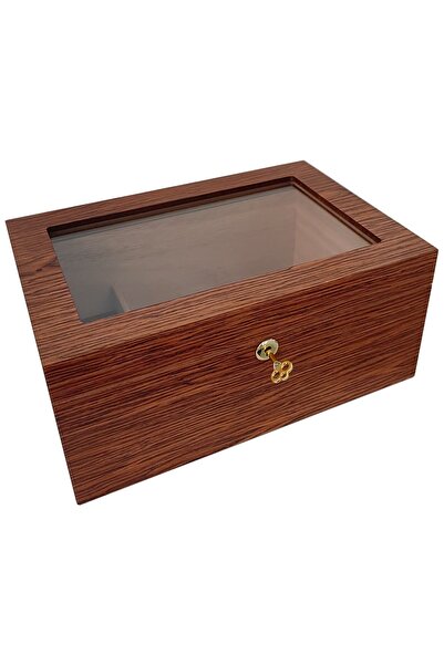 Falconetti Sedir Ağacı Camlı Humidor Puro Kutusu rb98
