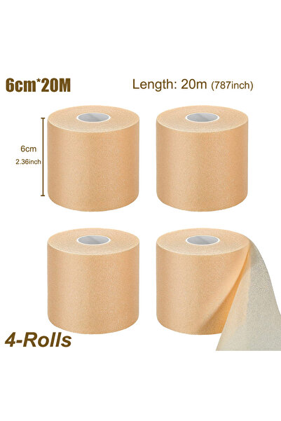 Choice 6 سم × 20 متر (4 لفات) 4 لفات شريط لف ضمادة ما قبل الرياضة، شريط لف إس...