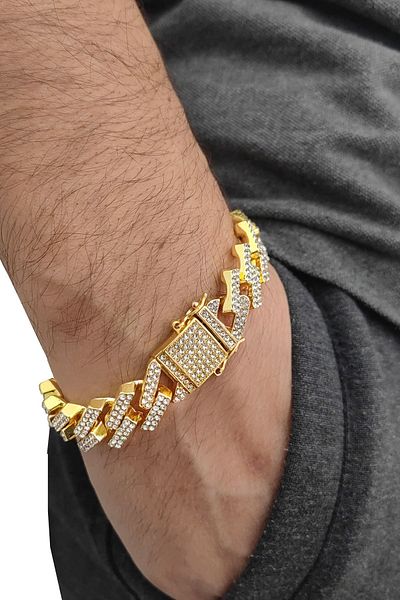 Chavin 15 mm.Gold Thick Stone Alloy Men's Bracelet Additional19sr