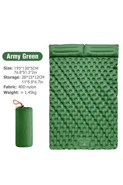 Choice مرتبة WESTTUNE مزدوجة قابلة للنفخ باللون الأخضر العسكري مع مضخة وسادة ...