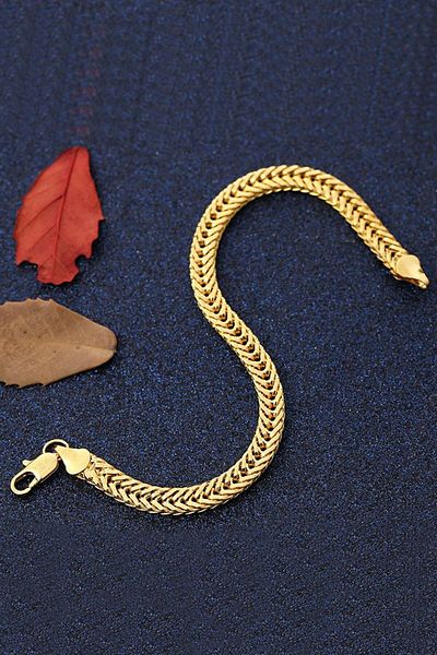 Chavin 6 Mm. 20.5 Cm. 18 K. Plated Braided Men's Bracelet Ed01Srx