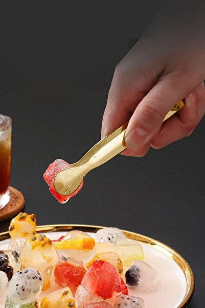 Chavin 304 Steel 12 Pieces Mini Gold 11 cm Ice and Sugar Tongs cin624sr-12