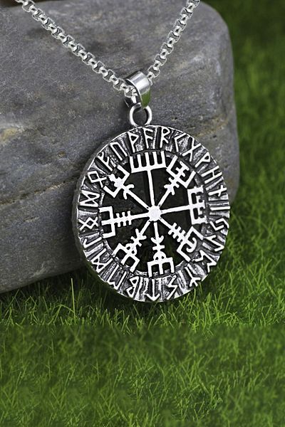 Chavin Viking Rune Viking Odin Symbol Steel Necklace Ds70