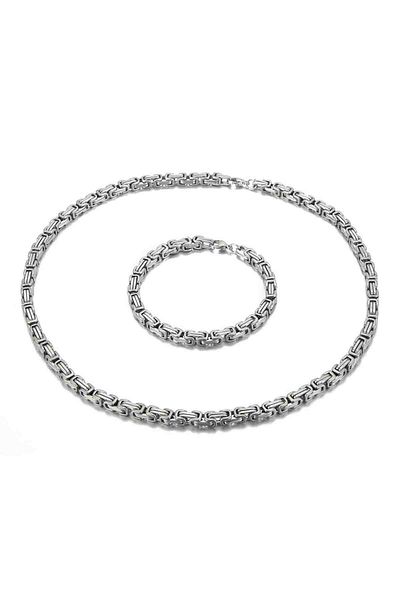 Chavin 4 mm.King Grey Steel Men's Bracelet Chain Suit Meat12