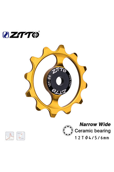 ZTTO 1 قطعة من الذهب 12T ZTTO 12T 13T دراجة هوائية جبلية Derailleur خلفي ضيق وواسع بكرة عجلة جوكي سيراميك Beari