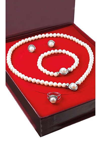 Chavin inci Gümüş Kolye Küpe Bileklik Yüzük Takım Set ds47