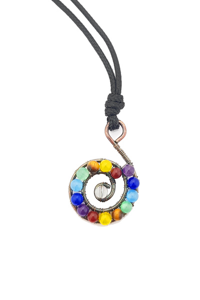 Chavin ipli Doğaltaş Sarma 7 Çakra Ağaç Kadın Kolye em89