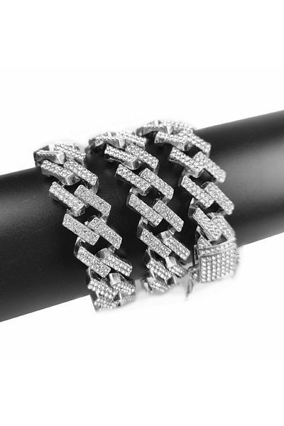 Chavin 60 cm. Gray Stone Thick Alloy Men's Chain - 15 mm. eu78by