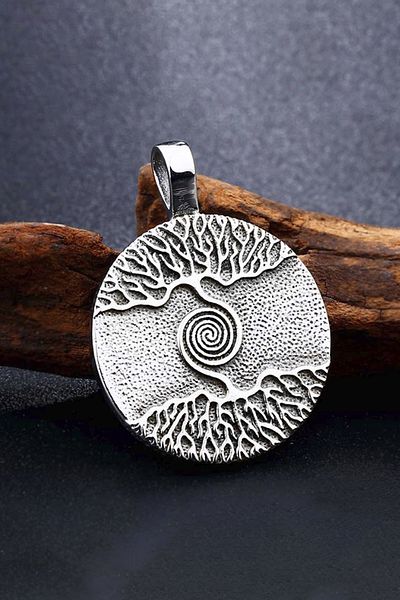 Chavin Viking Ethnic Vintage Talisman Tree of Life Steel Necklace Ds72