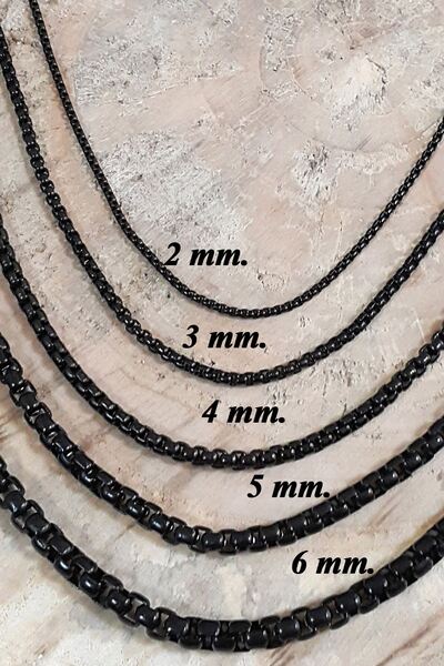 Chavin 75 cmLong Black 2 mmMen's Steel Chain DF17