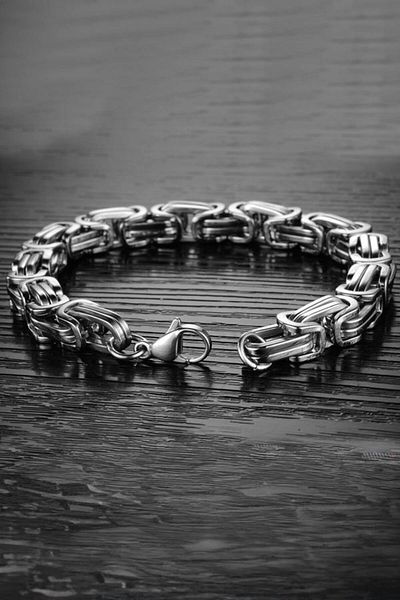 Chavin King Model 6 Mm.Grey Steel Men's Bracelet Az68slv