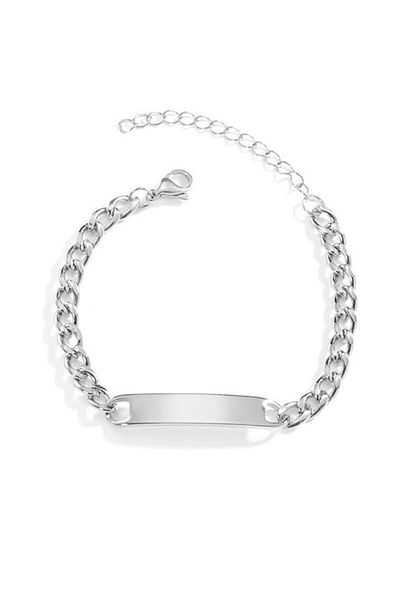 Chavin Men's Gray Steel Flat Chain Model Imprint Bracelet - Eu40By