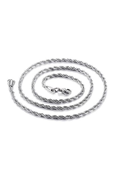Chavin 2.4 Mm. 60 Cm. Twisted Curved Men's Steel Chain - Da38