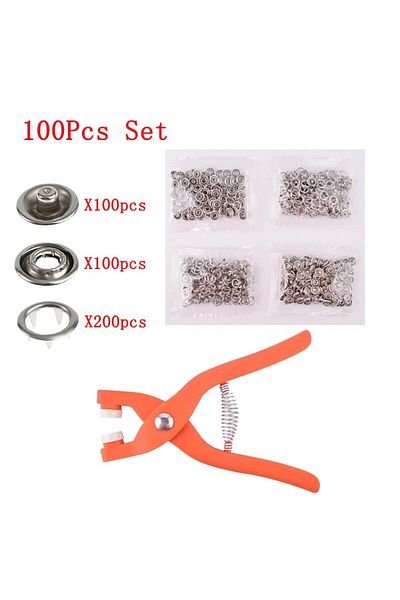 Choice 100set buckles plier Plier Tool+50/100 Set Metal Sewing Buttons Hollow Solid Five-claw Buckle Metal